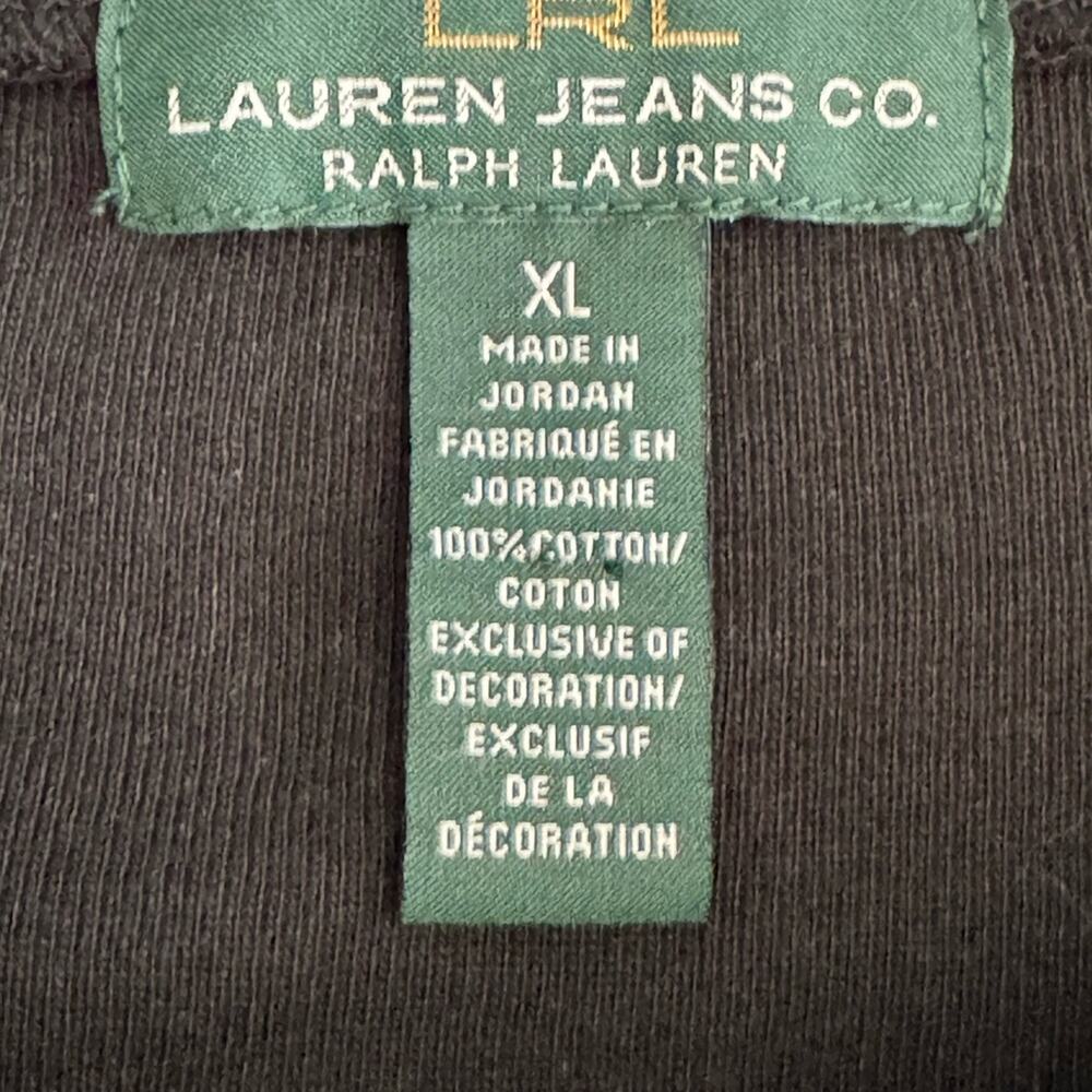 Lauren Jeans Co Black Cotton Suede Trim Top Size M - Picture 8 of 9
